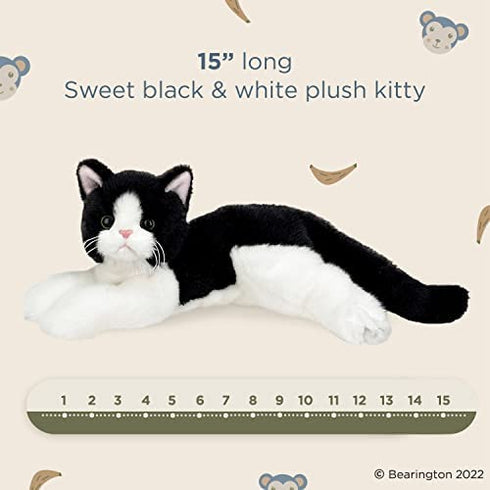 Bearington Domino Plush Stuffed Animal Black and White Tuxedo Cat, Kitten 15 Inch