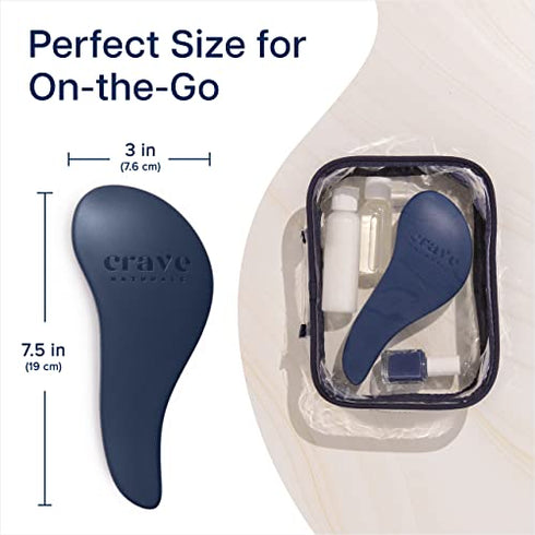 Crave Naturals Glide Thru Detangling Brush for Adults & Kids Hair. Detangler Hairbrush for Natural, Curly, Straight, Wet or Dry Hair. Hair Brushes for Women. Styling Brush (Blue)