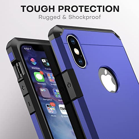 ImpactStrong Compatible with iPhone X Case/iPhone Xs Case, Heavy Duty Dual Layer Protection Cover Heavy Duty Case Designed for iPhone X/Xs 5.8 inch (2018) - Navy Blue