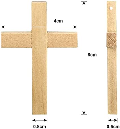 24 Pieces Natural Wooden Cross Wood Cross Pendants Mini Cross Beads for DIY Crafts Jewelry Making (Wood Color)