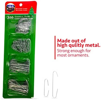 R’ND’s 300 Pack Ornament Hooks Christmas Tree Decorating Hangers- Metal Wire Ornament Hooks for Christmas Tree Decoration Hanging (Silver)