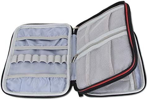 Damero Crochet Hook Case, Travel Storage Bag for Swing Crochet Hooks, Lighted Hooks, Needles(Up to 8'') and Accessories, Large, Red (No Accessories Included)
