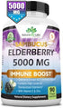 Sambucus Elderberry 5,000 mg Super Concentrated 65:1 with Vitamin C & Zinc - Sambucus Extract Immune Support, Immune Defense| Non-GMO | 90 Veggie Capsules