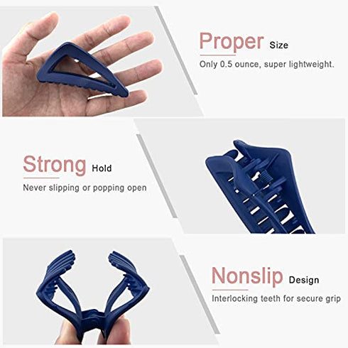 Medium Hair Clips for Women Girls Fine Hair, Nonslip French Hair Claw Clips for Thin/Medium Thick Hair, Strong Hold Matte Hair Jaw Clips Triangle Hair Claws Hair Clamps with Gift Box (Pastel Color)