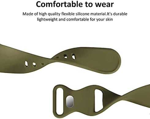 Distore Bands Compatible with Apple Watch 38mm 40mm 41mm 42mm 44mm 45mm, Soft Silicone Replacement Sport Strap Wristbands for iWatch Series 8/7/6/5/4/3/2/1 SE Women Men, Olive Green