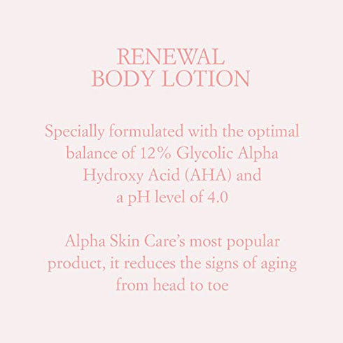 Alpha Skin Care Renewal Body Lotion Anti-Aging Formula for All Skin Types - Reduces the Appearance of Lines & Wrinkles white 12 Ounce (Pack of 1)