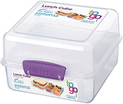 Sistema To Go Collection Lunch Cube Compact Food Storage Container, 5.9 Cup, Color Varies | Great for Meal Prep | BPA Free, Reusable