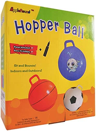 AppleRound Space Hopper Ball with Pump, 18in/45cm Diameter for Ages 3-6, Hop Ball, Kangaroo Bouncer, Hoppity Hippity Hop, Jumping Ball, Sit and Bounce