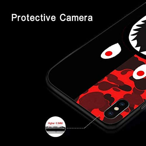 Goodsprout Compatible with iPhone XR Case,Shark Face iPhone XR Cases for Girls Lady Men Boy Shockproof Anti-Scratch Case for iPhone XR 6.1-inch (Red Black Camo)