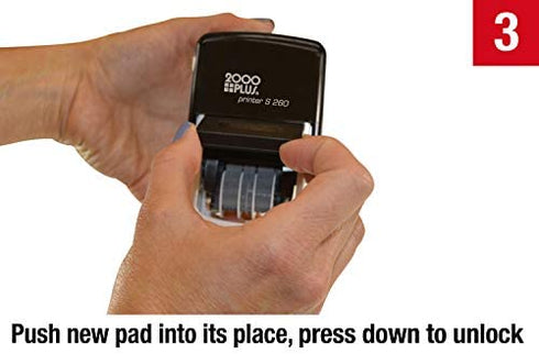 2000 PLUS 4-in-1 Self-Inking E-Message Date Stamp, 1-7/8" x 3/16" Impression, Blue and Red Ink (011098)