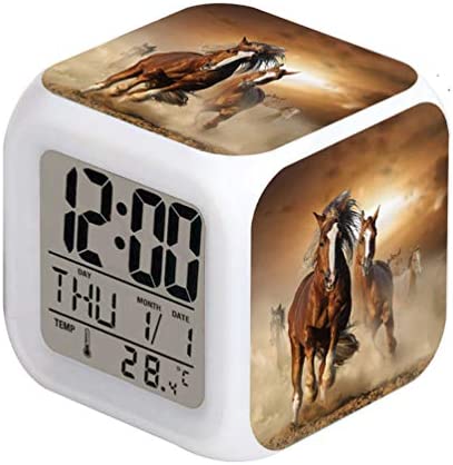 Cointone Led Alarm Clock Horse Design Creative Desk Table Clock Glowing Electronic Colorful Digital Alarm Clock for Unisex Adults Kids Toy Birthday Present