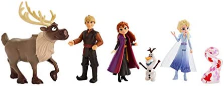 Disney Frozen Adventure Collection, 5 Small Dolls from Frozen 2, Anna, Elsa, Kristoff, Sven, Olaf, & Gale Accessory