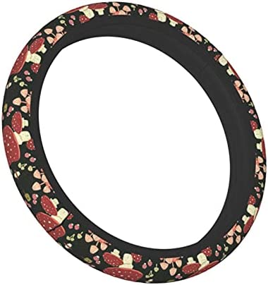 Mushroom Steering Wheel Cover for Women & Men,Universal 15 Inches Anti Slip Neoprene Cute Steering Wheel Cover Car Accessories Protective Case Fit Auto SUV Sedan Vans Trucks