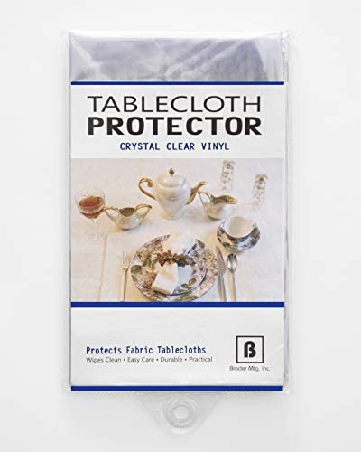 BRODER MFG. INC. Tablecloth Protector Crystal Clear Vinyl (52"x52" Square) | Thick, Durable Clear Table/Tablecloth Protector | Perfect for Parties, Special Occasions, Gatherings, and Everyday Use