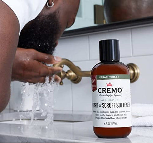 Cremo Cedar Forest Beard & Scruff Softener, Softens and Conditions Coarse Facial Hair of all Lengths in Just 30 Seconds, 6 Fl Oz.