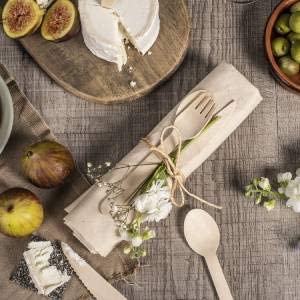 Greenly Wood 200 Pack Disposable Wooden Utensils Set | All Natural Birchwood Biodegradable Compostable Cutlery (100 Forks, 50 Spoons, 50 Knives)