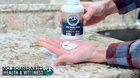 500mg MSM Organic Sulfur Capsules by No Boundaries Health and Wellness – 180 Vegetable Capsules: No Excipients or Fillers – Premium Health Supplement: 99.9% Pure MSM Powder – Joints, Skin, Hair, Nail