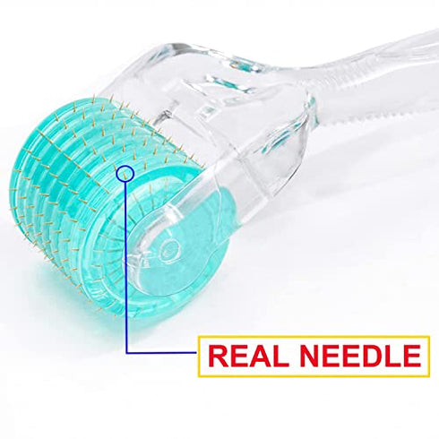 Derma Roller REAL NEEDLE Advanced Version.5 for Face Body Hair Beard, 192 Titanium Microneedle Roller Skin Care Tool for Home Use, w/Storage Case, Gifts for Women Men