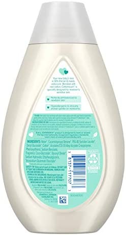 Johnson's Baby CottonTouch Newborn Body Wash & Shampoo, Gentle & Tear-Free, Made with Real Cotton, Gently Washes Away Dirt & Germs, Sulfate- & Paraben-Free for Sensitive Skin, 13.6 Fl Oz