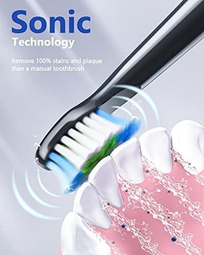 Dnsly Ultrasonic Electric Toothbrush for Adults , Battery Electric Toothbrushes , 8 Sonic Toothbrush Heads , 5 Modes with Smart Timer , 2 Hours Charge for 30 Days Use