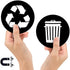 Recycle and Trash Logo Magnetic Sticker 4in x 4in - Organize Trash - for Metal cans, containers and Bins - Home or Office - Premium Magnet (Small, Black - Magnetic)
