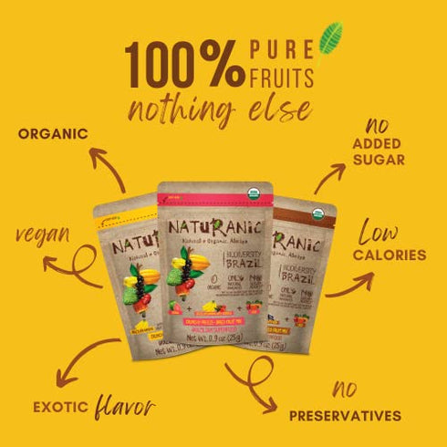 Naturanic Organic Freeze Dried fruit No Sugar Added -Natural Crunchy Freeze Dried Banana, Guava & Jabuticaba Mix -Freeze Dried Snacks Gluten Free, Vegan, Non-GMO, Variety , Pack of 3