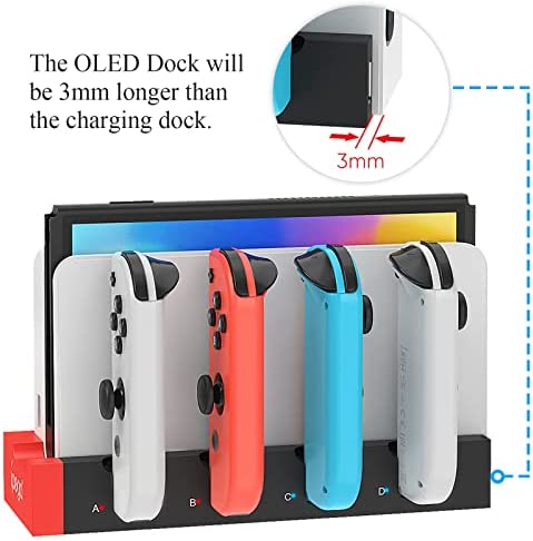FASTSNAIL Charger Compatible with Nintendo Switch for Joy con, Charging Dock Stand Station Base and Game Card Storage Holder with 28 Game Card Slots Compatible with Nintendo Switch