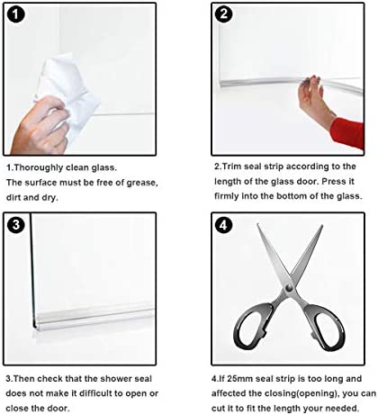 Cozylkx Frameless Shower Door Bottom Seal with Drip Rail for 3/8"(10mm) Glass, Length 27.5"/0.7m, Glass Door Sweep Stop Shower Leaking