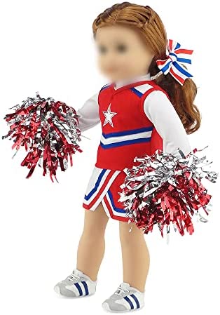 Emily Rose 18 Inch Doll Clothes Accessories | 7 PC USA 18" Doll Cheer Cheerleader Outfit Gift Set Toy Girls, Including Doll Shoes and Pom-Poms Accessory! | Fits Most 18" Dolls