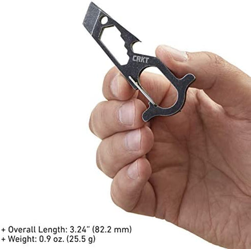 CRKT Pryma Stainless Steel Multitool: Compact and Lightweight EDC Metal Multi-Tool with Pry Bar, Hex Wrench, Bottle Opener, Glass Breaker, and Carabiner 9011