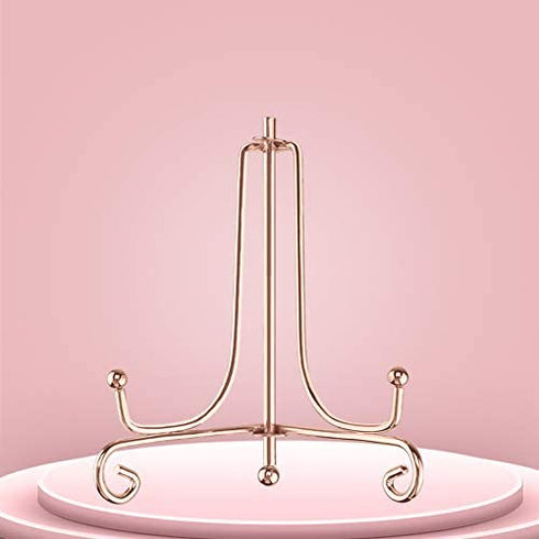 Artliving (2 Pack 4" Iron Display Stand,Rose Gold Small Iron Easel Plate Display Photo Holder Stand, Displays Card,Cookie, Decorative Plates,Artwork