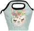 Lunch Bag Cute Llama Flower Printed Neoprene Tote Reusable Insulated Waterproof School Picnic Carrying Gourmet Lunchbox Container Organizer For Men, Women, Adults, Kids, Girls, Boys