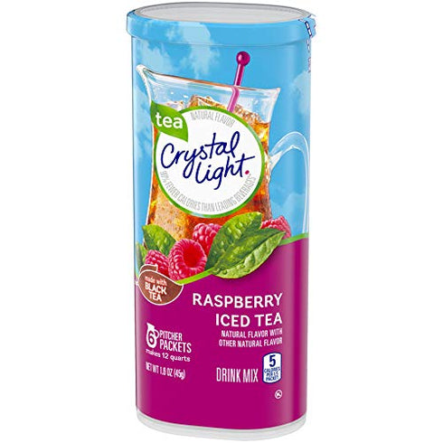 Crystal Light Sugar-Free Raspberry Iced Tea Naturally Flavored Powdered Drink Mix 72 Count Pitcher Packets