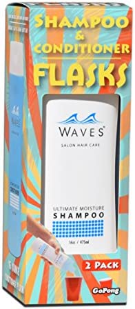 GoPong Shampoo & Conditioner Stealth Flasks (Set of 2 16oz Bottles) with 6 Safety Seals for Cruises, Dorms & More