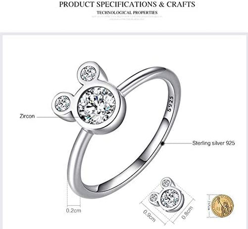 WOSTU 925 Sterling Silver Ring for Women Girls Love Heart,Cat,Mouse,Cubic Zircon(Different Size)