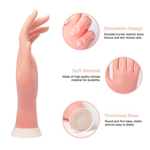 AORAEM Practice Hand for Acrylic Nails Kit Flexible Hand Model Left Bendable Mannequin Nail Training Hand for Nail Practice Beginners 1 PCS (Left hand)