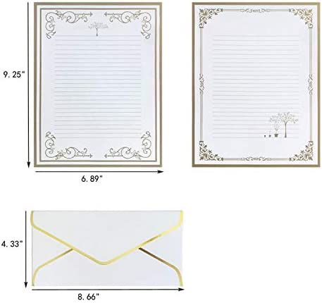 Vintage Lined Stationery Paper and Envelopes Set including Envelope Seal Sicker,White