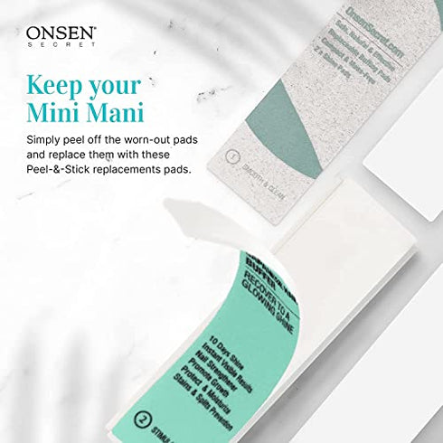 Onsen Secret Nail Buffer Block Replacement Pads - 3 Way Buffing Block Smooth Shine Natural Nail Buffing Pads w/ 3 Sides Coarse, Soft, Silky, Nail Buffer Replacement Pads Only - 4 Combo Pads - 1 Pack