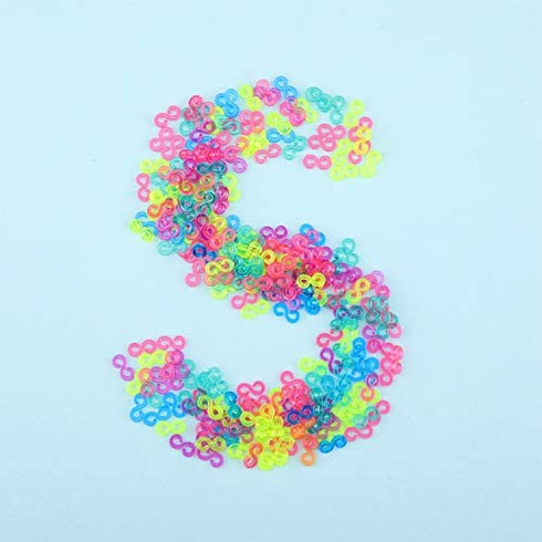500 Pieces S Clips Rubber Band Clips Plastic Connectors Refills Kit Clip for Loom Bracelets (Colorful)