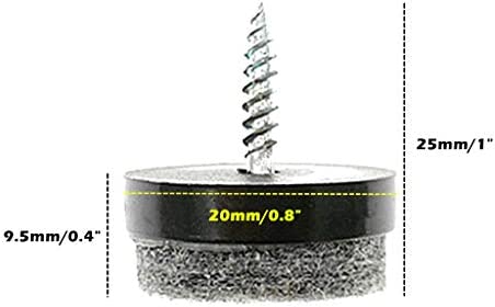 40pcs Furniture Glide,Screw-on Felt Pad Slider Floor Protector for Wooden Leg Feet of Chair Table Sofa(?20mm or 0.8",Black)