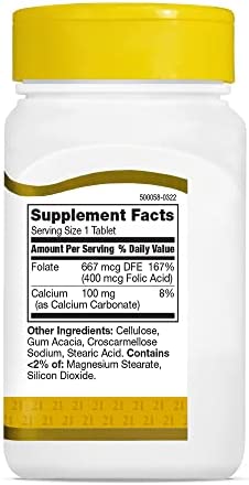 21st Century Folic Acid 400 mcg Tablets, 250 Count