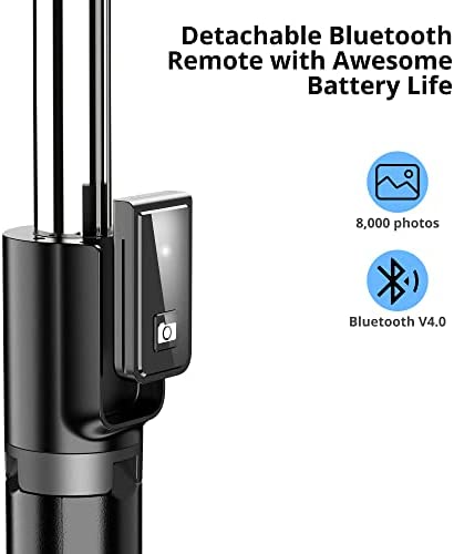 ATUMTEK 40" Selfie Stick Tripod, Extendable Bluetooth Selfie Stick with Wireless Remote for iPhone 13/12/12 Pro/11/11 Pro/XS/XR/X/8/7 Plus, Samsung, Google, LG, Sony, Huawei Smartphones, Black