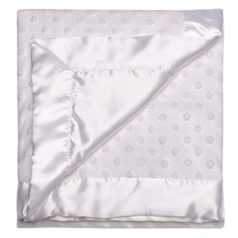 Baby Starters Textured Dot Blanket with Satin Trim, White 30" x 40"