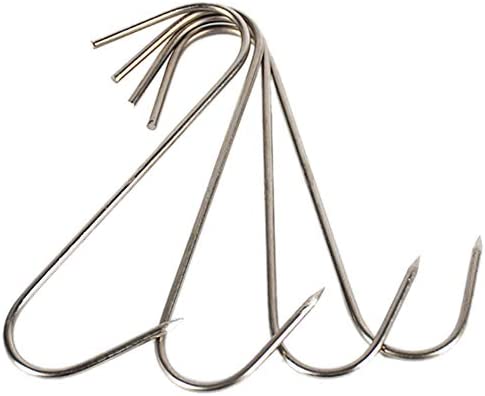 RJWKAZ Meat Hooks S-Hooks Stainless Steel Poultry Hook Butcher Hook Hanging Drying BBQ Grill Cooking Smoker Hook Tool (6.7 Inch-6 Pack)