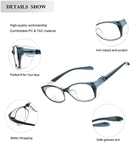 Kepoita Anti Fog Safety Glasses for Women Men, UV Protection Anti Scratch Blue Light Blocking Safety Goggles for School Outdoor Work(Blue)