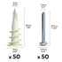 INCLY 100 PCS #8 Drywall Anchors Kit Self Drilling?50 Plastic Dry Wall Anchors and 50 Philips Screws Assortment for Hanging and Mounting with Case, Self Drilling Sheetrock Anchors