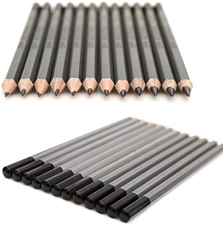 dainayw Professional Drawing Sketching Pencils Set, 24 Pieces Art Pencils 14B, 12B, 10B, 9B, 8B, 7B, 6B, 5B, 4B, 3B, 2B, B, HB, F, H - 9H, Graphite Shading Pencils for Beginners & Pro Artists