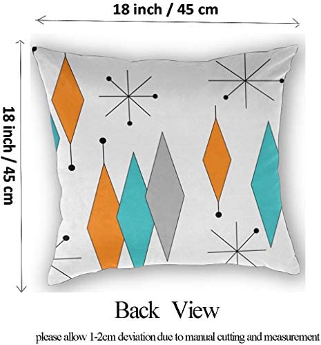 DZGlobal Turquoise Orange Diamond Pillow Covers Set of 2 Mid Century Throw Pillow Covers Retro Starburst Cushion Cover Modern Decorative Pillowcases for Sofa Bed Couch Chair 18 x 18