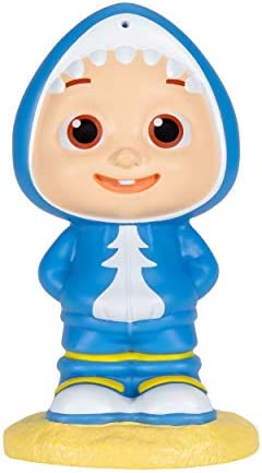 Cocomelon Official Bath Squirters, Featuring JJ Character Toy (4” Tall) and 2 Sharks (4” Wide), Bath Time Fun Playset - Character Toys for Babies, Toddlers, and Kids