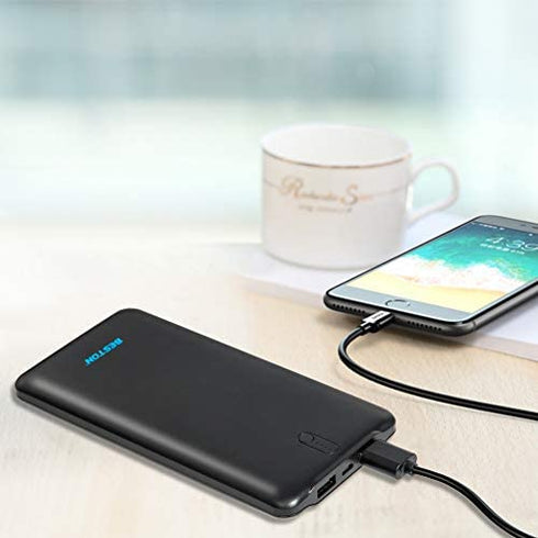 BESTON Portable Charger, Ultra Slim 10000mAh Power Bank, Dual High-Speed Charging Port Battery Pack for iPhone, Android Phones, Tablets
